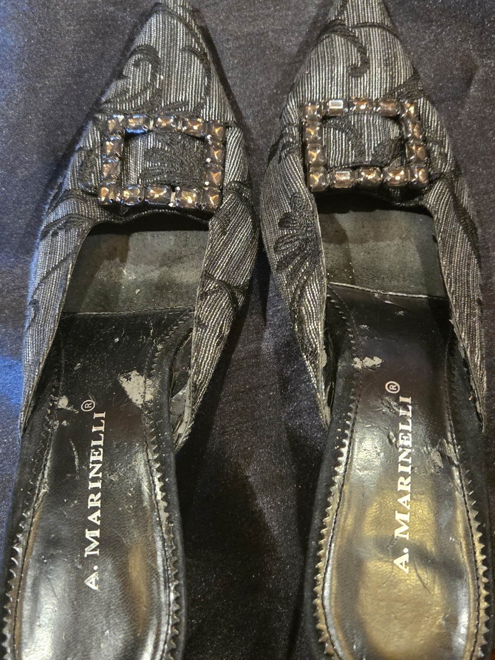 A. Marinelli Black Embellished Pointed Toe Flats- 8.5. Vintage